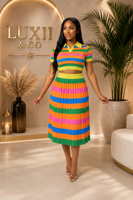 Colorblock Skirt Set